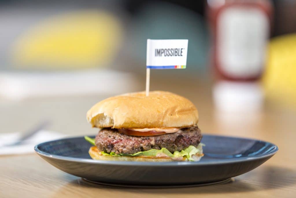 Impossible Burger on a plate