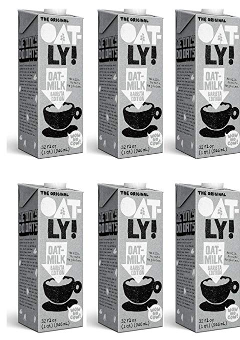 Oatly Oat Milk Barista Edition Non-Dairy Gluten Free, 32 oz (1 liter) - Pack of 2 (6 Pack)
