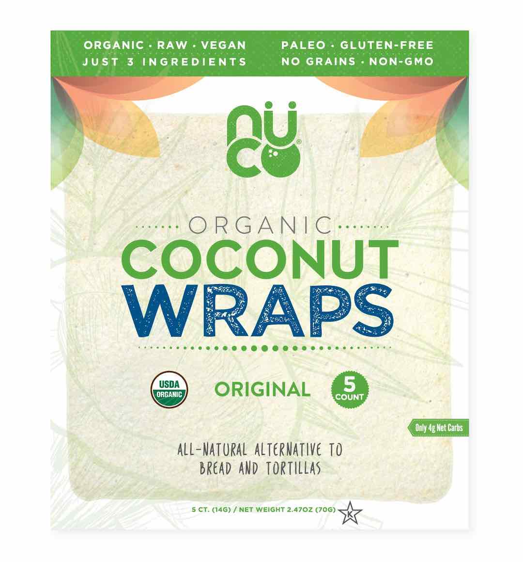 NUCO Certified ORGANIC Paleo Gluten Free Vegan Coconut Wraps